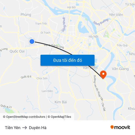 Tiền Yên to Duyên Hà map