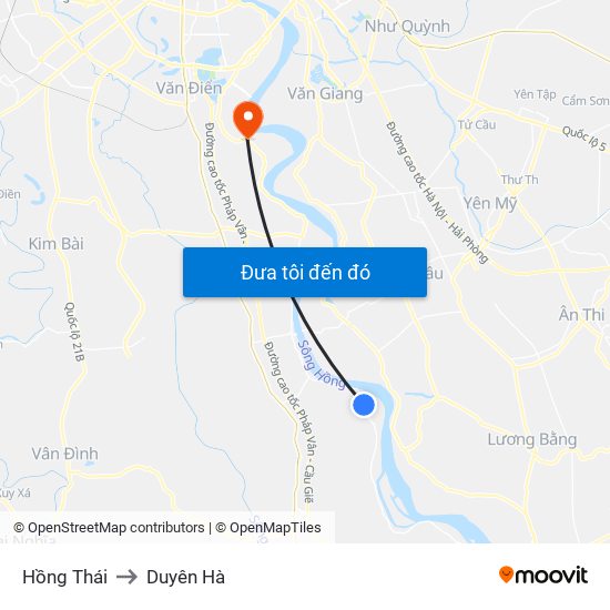 Hồng Thái to Duyên Hà map