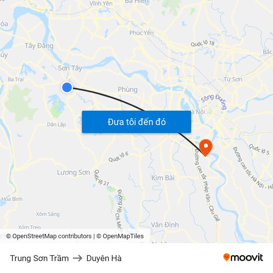 Trung Sơn Trầm to Duyên Hà map