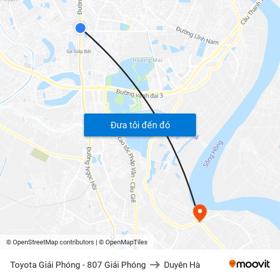 Toyota Giải Phóng - 807 Giải Phóng to Duyên Hà map