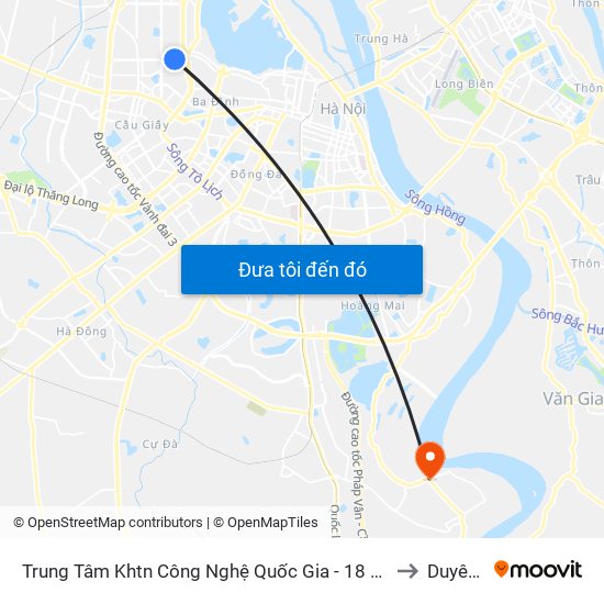 Trung Tâm Khtn Công Nghệ Quốc Gia - 18 Hoàng Quốc Việt to Duyên Hà map
