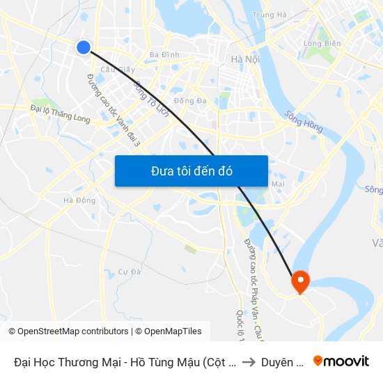 Đại Học Thương Mại - Hồ Tùng Mậu (Cột Sau) to Duyên Hà map