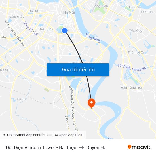 Đối Diện Vincom Tower - Bà Triệu to Duyên Hà map