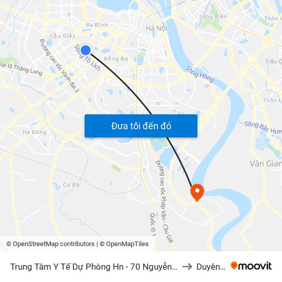 Trung Tâm Y Tế Dự Phòng Hn - 70 Nguyễn Chí Thanh to Duyên Hà map