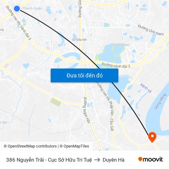 386 Nguyễn Trãi - Cục Sở Hữu Trí Tuệ to Duyên Hà map