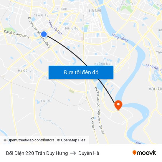 Đối Diện 220 Trần Duy Hưng to Duyên Hà map