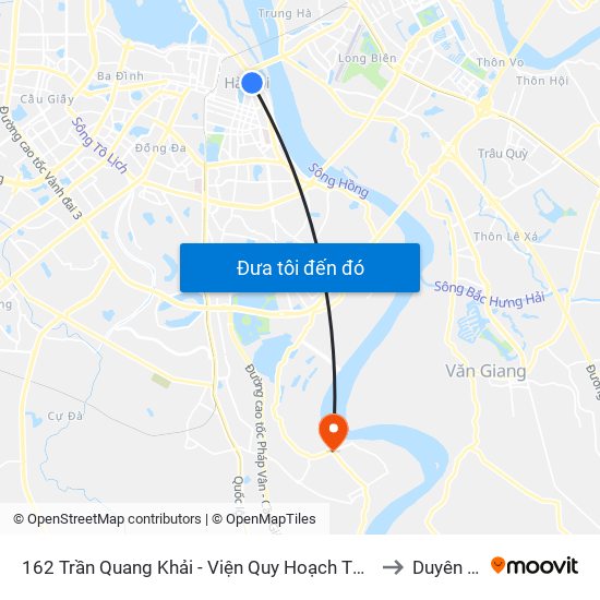 162 Trần Quang Khải - Viện Quy Hoạch Thủy Lợi to Duyên Hà map