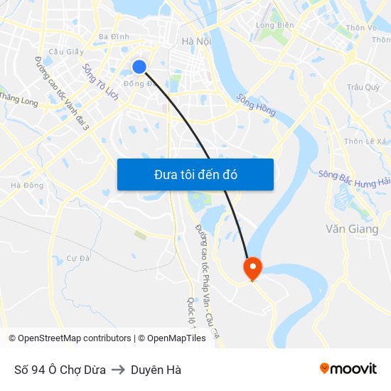 Số 94 Ô Chợ Dừa to Duyên Hà map