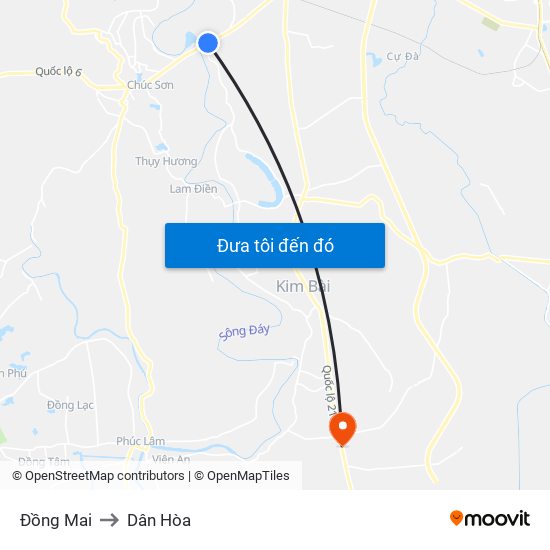 Đồng Mai to Dân Hòa map