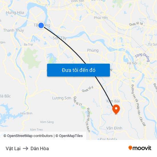 Vật Lại to Dân Hòa map