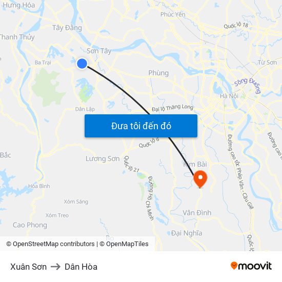 Xuân Sơn to Dân Hòa map