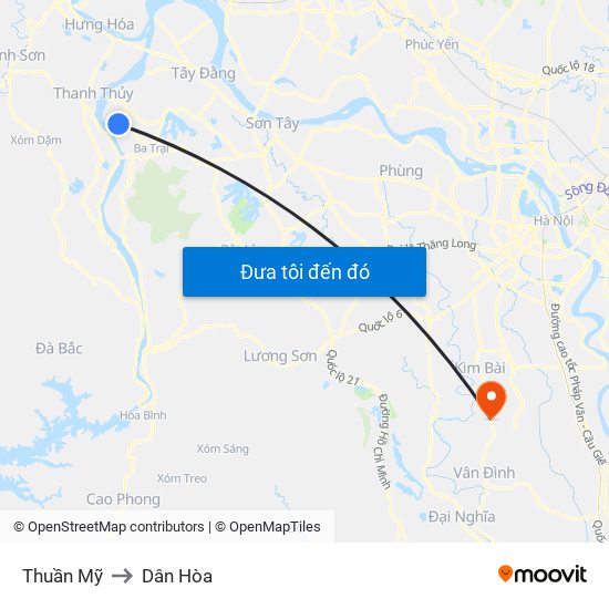 Thuần Mỹ to Dân Hòa map