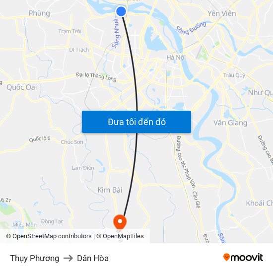 Thụy Phương to Dân Hòa map