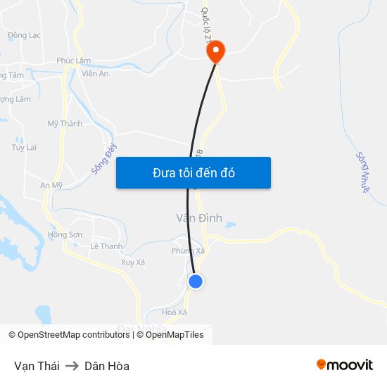 Vạn Thái to Dân Hòa map