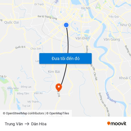 Trung Văn to Dân Hòa map