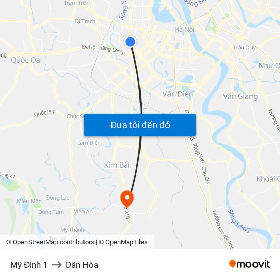 Mỹ Đình 1 to Dân Hòa map