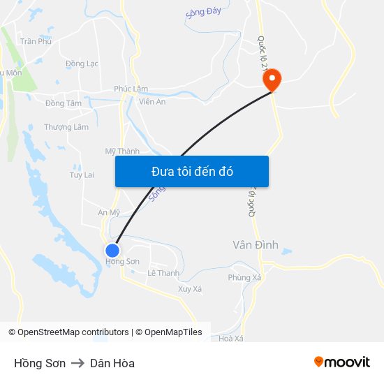 Hồng Sơn to Dân Hòa map