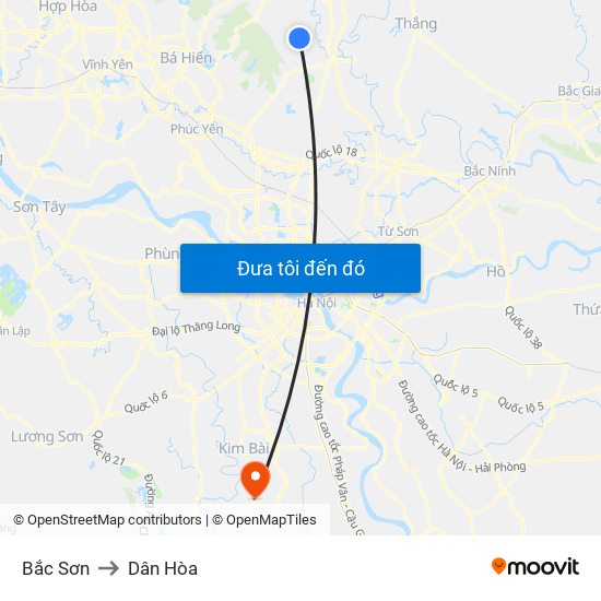 Bắc Sơn to Dân Hòa map