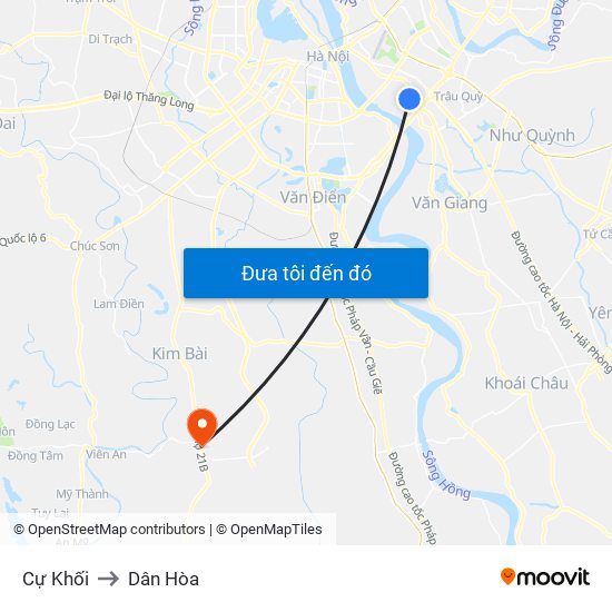 Cự Khối to Dân Hòa map