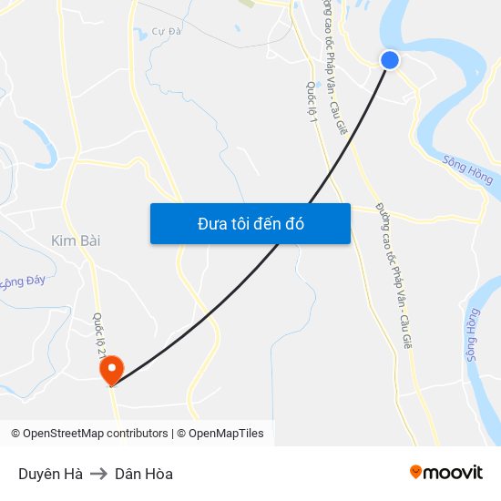 Duyên Hà to Dân Hòa map