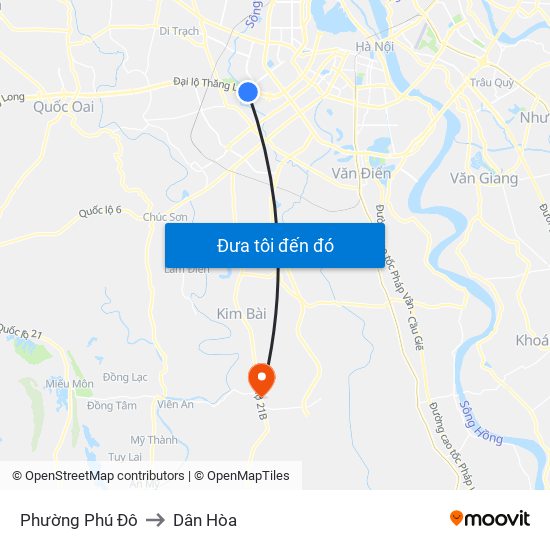 Phường Phú Đô to Dân Hòa map