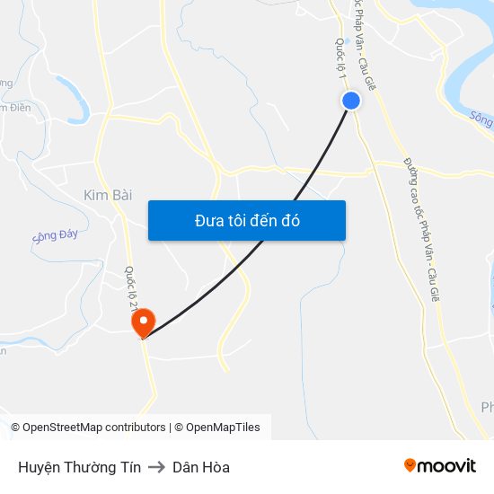 Huyện Thường Tín to Dân Hòa map