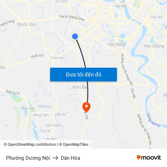 Phường Dương Nội to Dân Hòa map