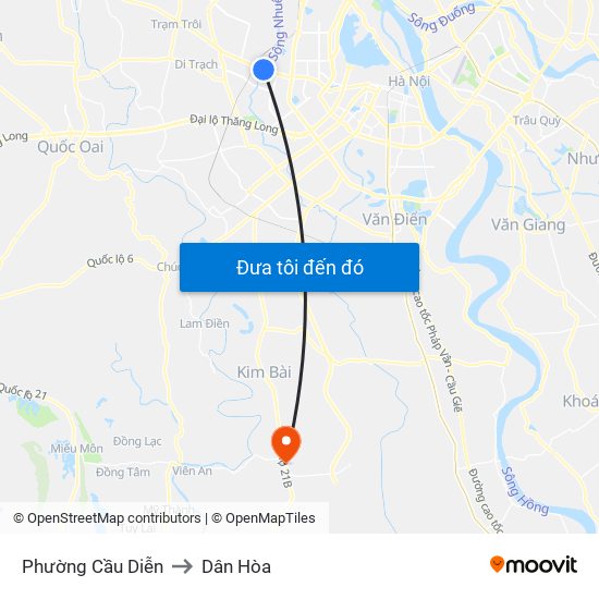 Phường Cầu Diễn to Dân Hòa map