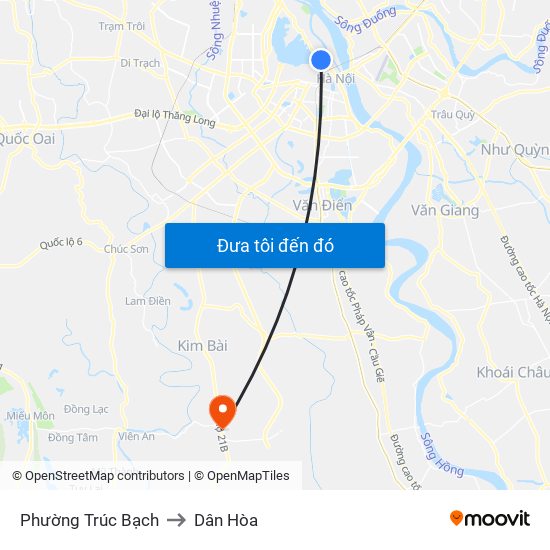 Phường Trúc Bạch to Dân Hòa map