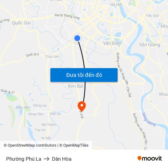 Phường Phú La to Dân Hòa map