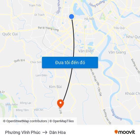 Phường Vĩnh Phúc to Dân Hòa map