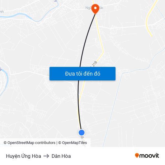 Huyện Ứng Hòa to Dân Hòa map