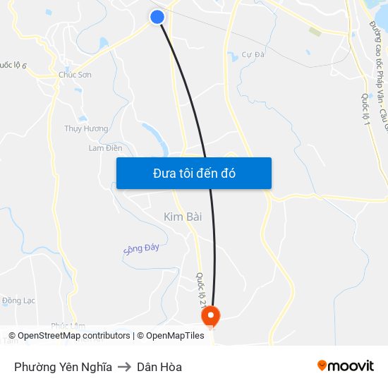 Phường Yên Nghĩa to Dân Hòa map
