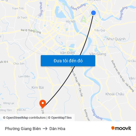 Phường Giang Biên to Dân Hòa map