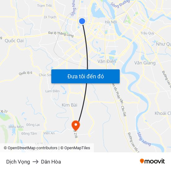 Dịch Vọng to Dân Hòa map