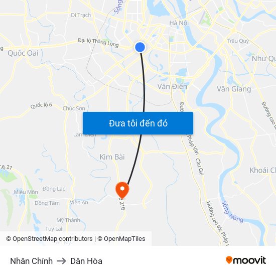 Nhân Chính to Dân Hòa map