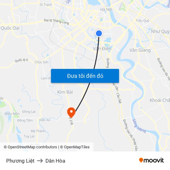 Phương Liệt to Dân Hòa map