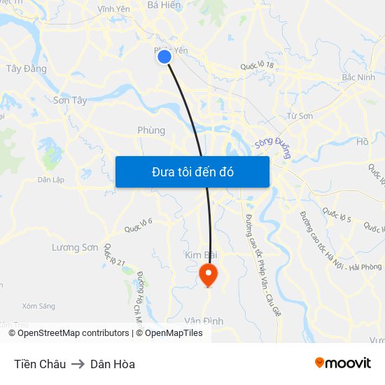 Tiền Châu to Dân Hòa map