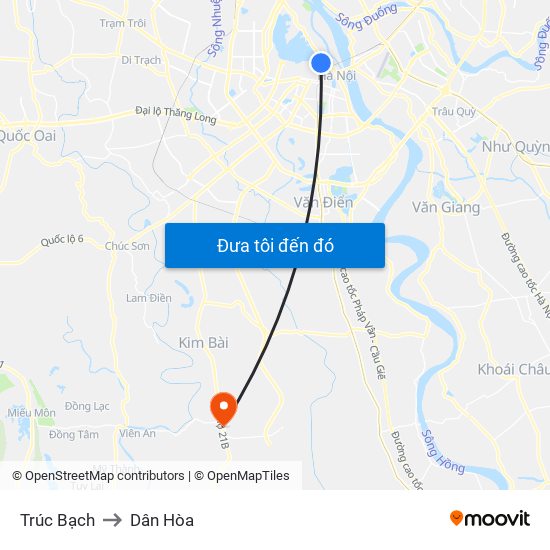 Trúc Bạch to Dân Hòa map