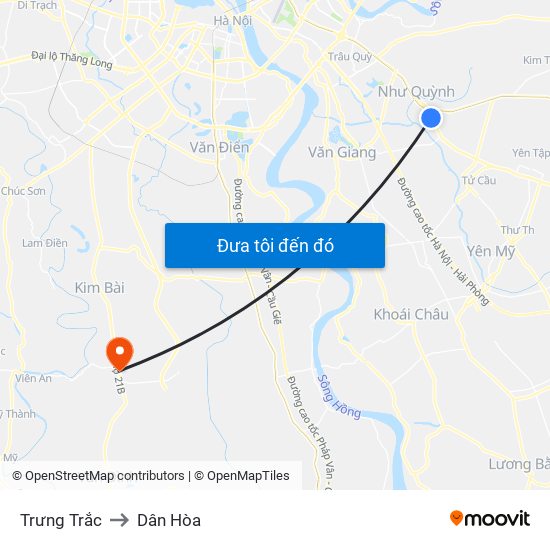 Trưng Trắc to Dân Hòa map