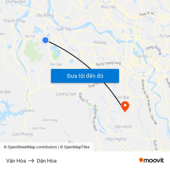 Vân Hòa to Dân Hòa map