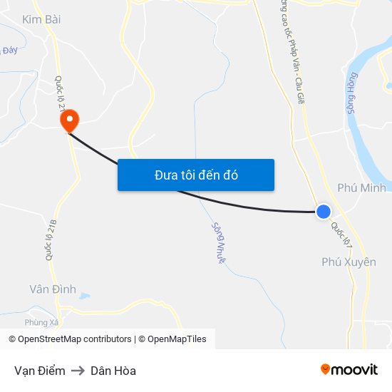 Vạn Điểm to Dân Hòa map