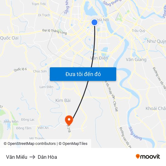 Văn Miếu to Dân Hòa map