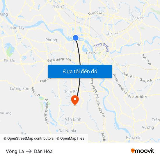 Võng La to Dân Hòa map