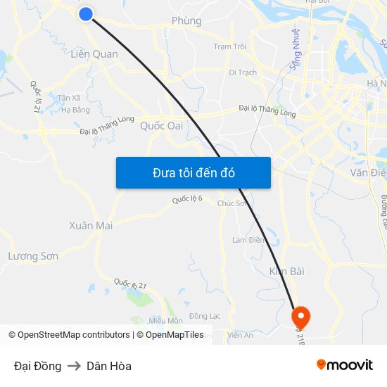 Đại Đồng to Dân Hòa map