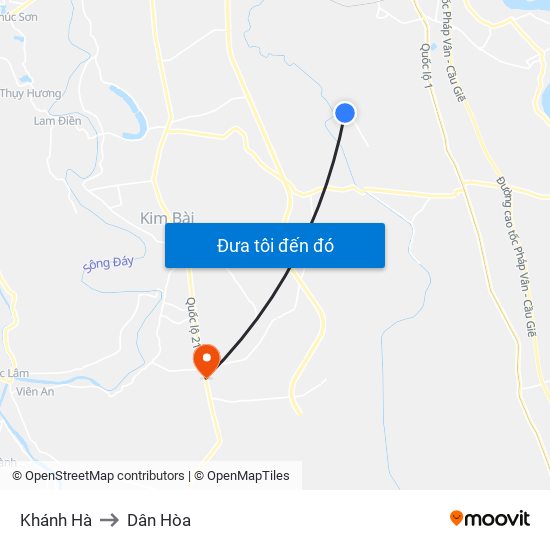 Khánh Hà to Dân Hòa map