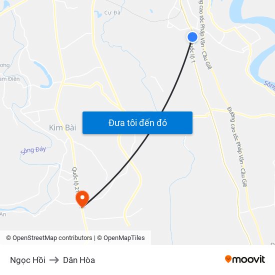 Ngọc Hồi to Dân Hòa map