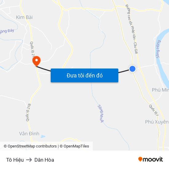 Tô Hiệu to Dân Hòa map