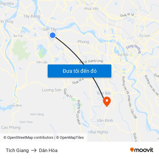 Tích Giang to Dân Hòa map