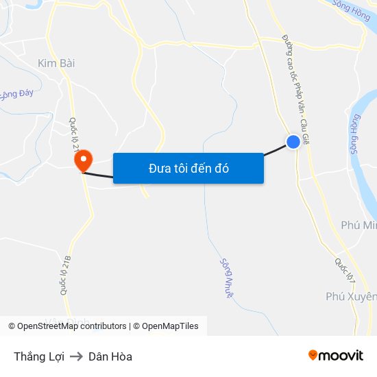 Thắng Lợi to Dân Hòa map